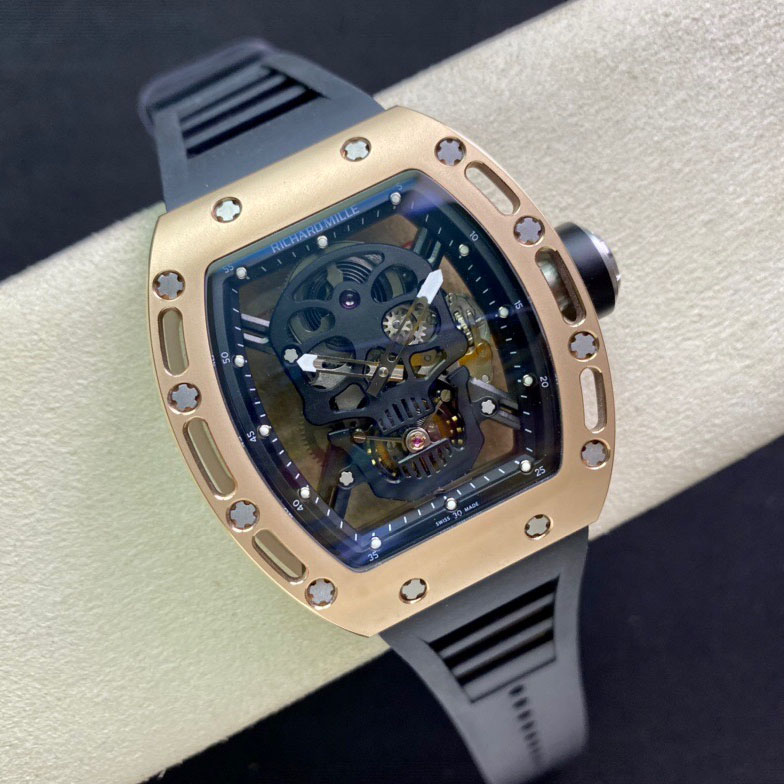  JB厂理查德米勒RM52-01真陀飞轮腕表骷髅头金色顶级复刻手表