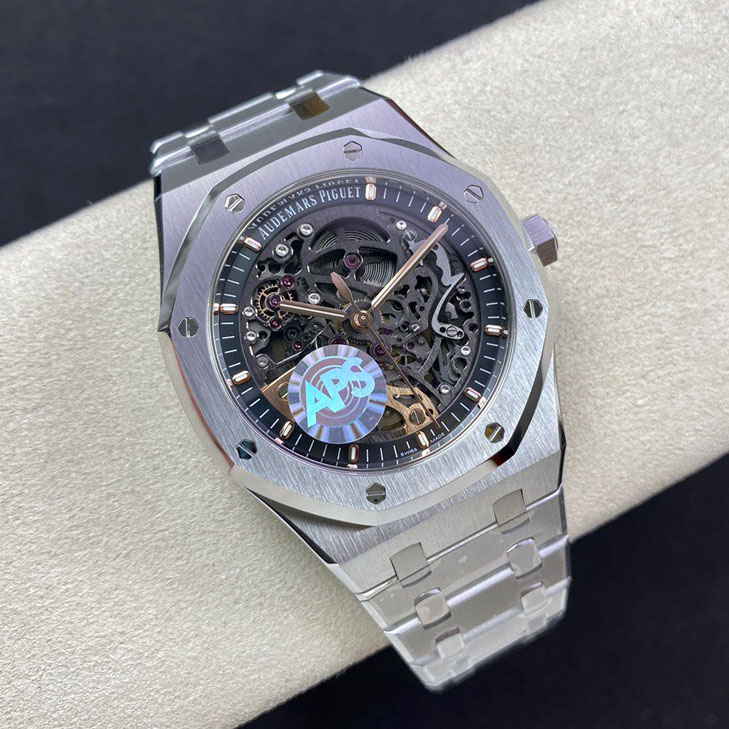 APS厂AP爱彼镂空皇家橡树离岸型15407银色高仿复刻手表